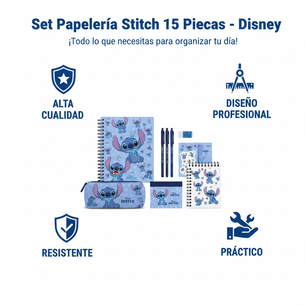Set Papelería Stitch 15 Piezas - Disney