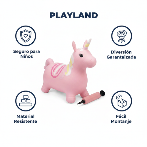 Animal Saltarín Unicornio Hinchable Rosa - Playland