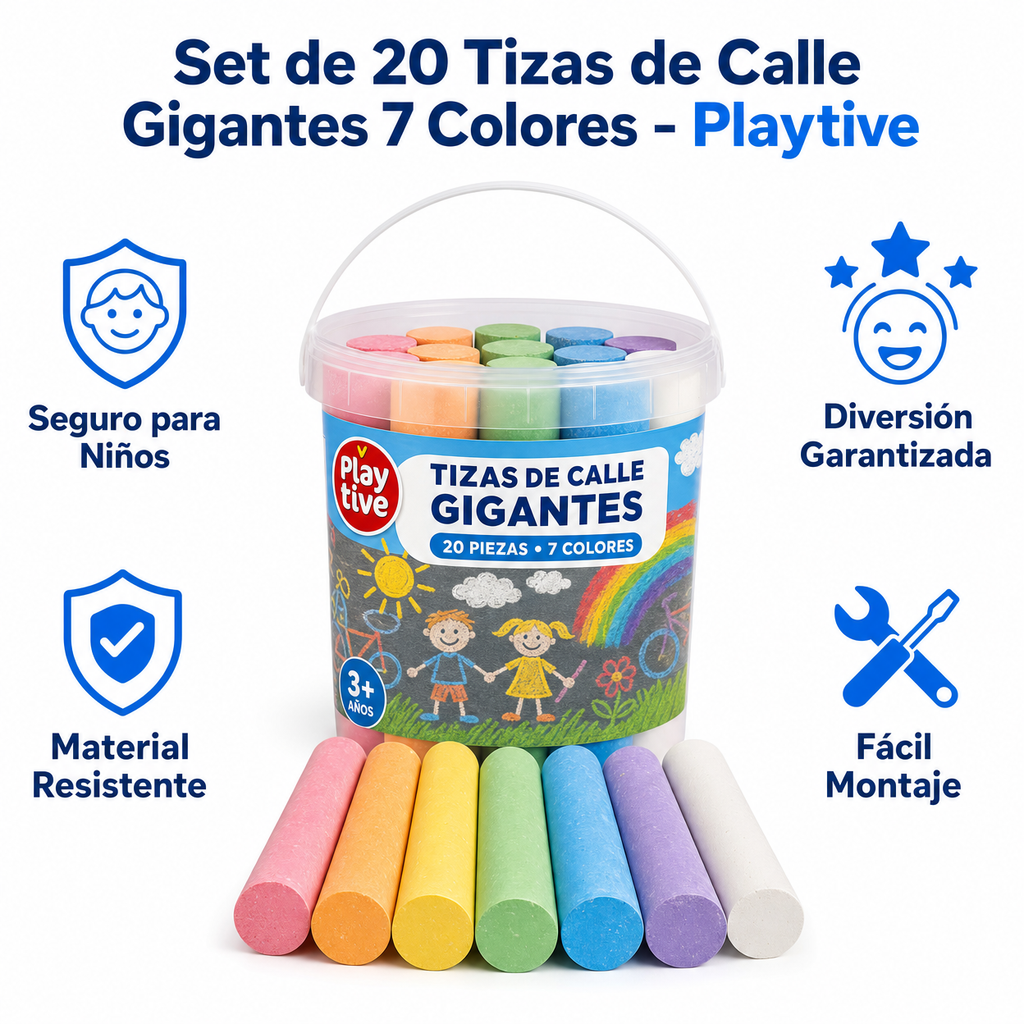 Set de 20 Tizas de Calle Gigantes 7 Colores - Playtive