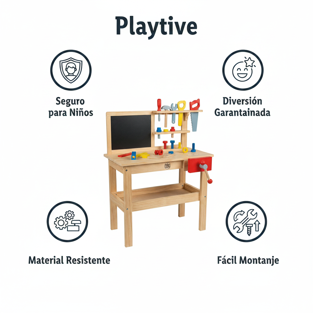 Banco de Trabajo Infantil de Madera con Herramientas - Playtive