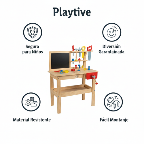Banco de Trabajo Infantil de Madera con Herramientas - Playtive