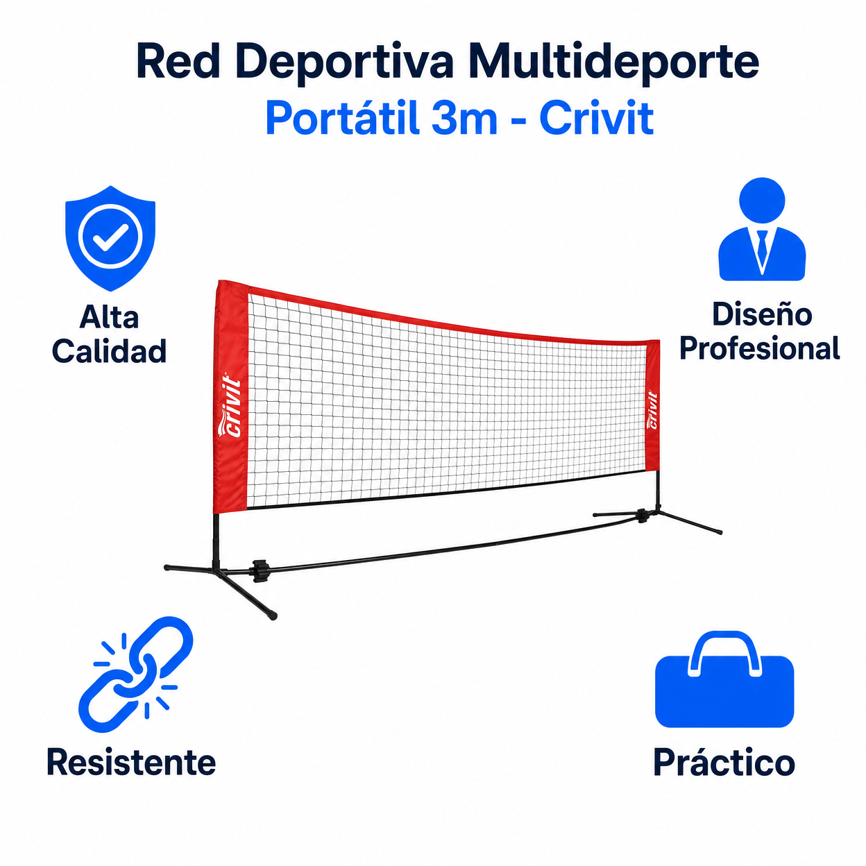 Red Deportiva Multideporte Portátil 3m - Crivit