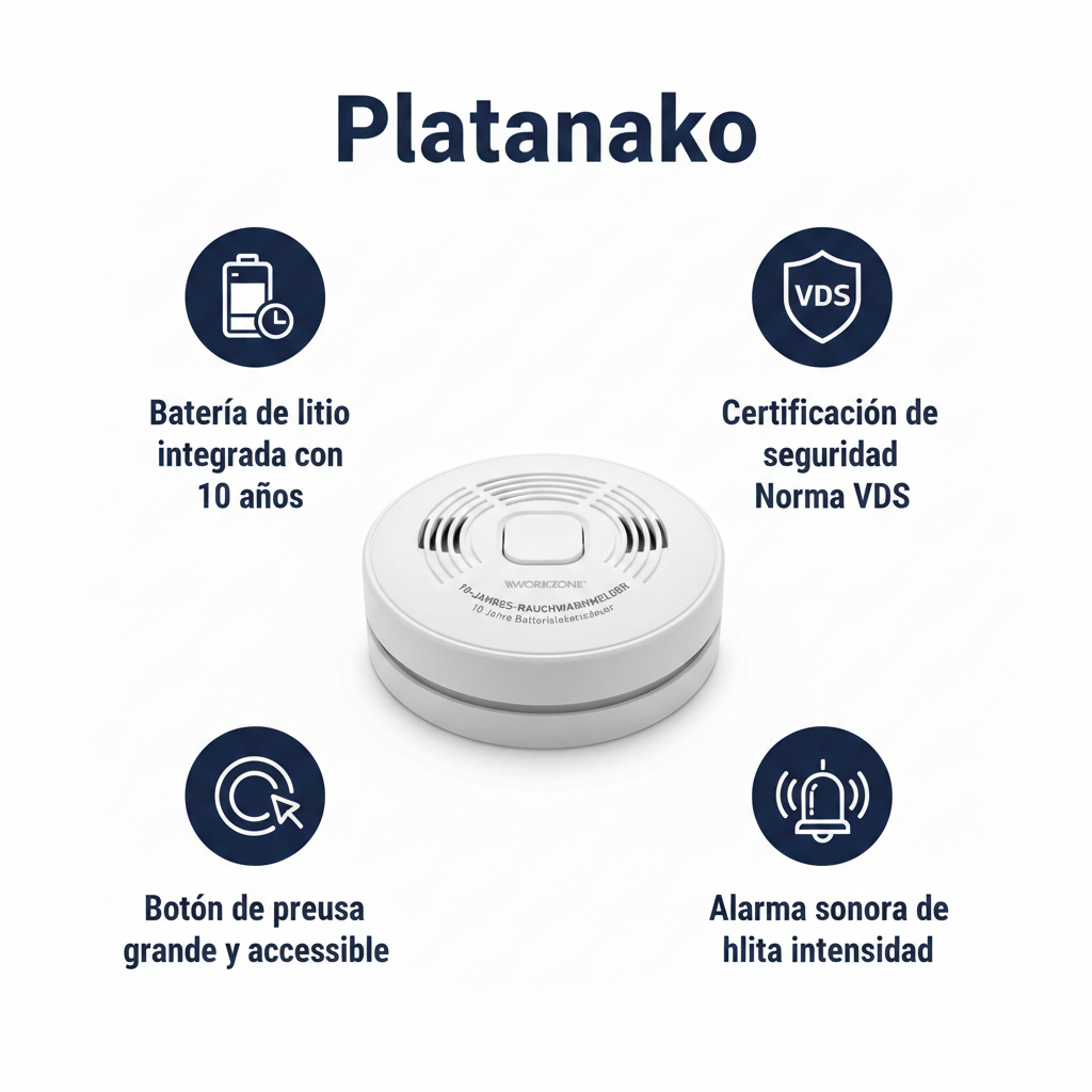 Detector de Humo 10 Años con Batería de Litio - Workzone
