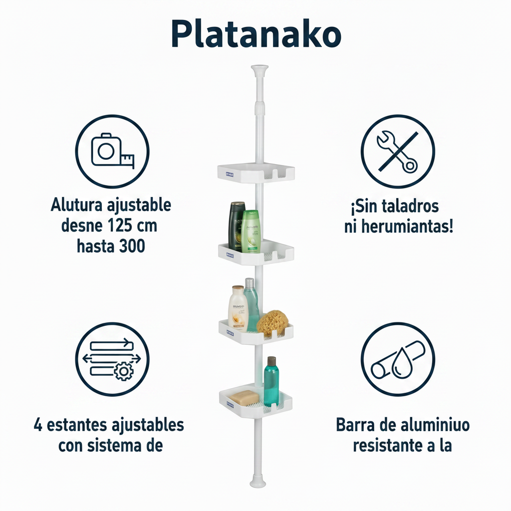 Estantería Telescópica de Ducha Esquinera XXL (125-300cm) - Wenko