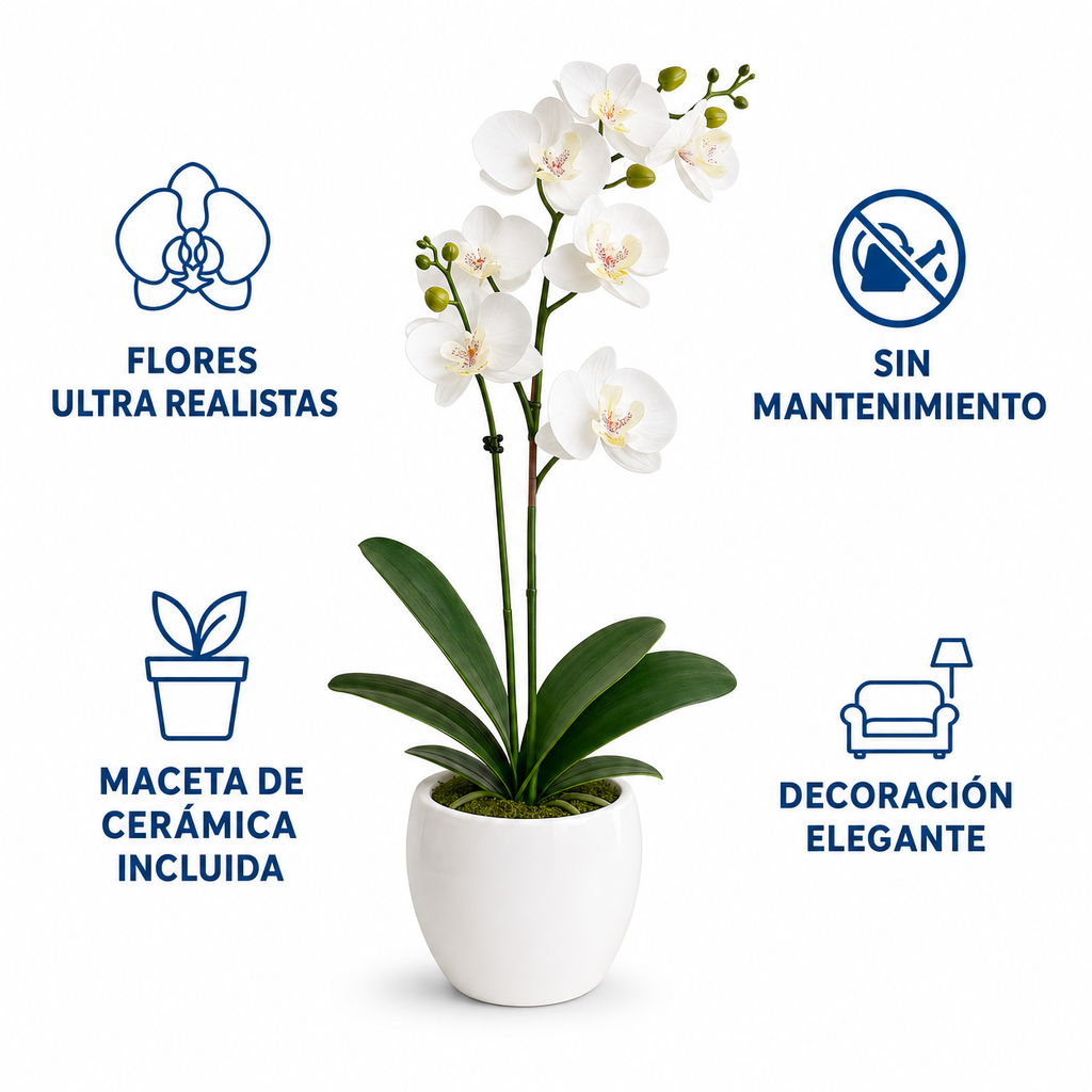 Orquídea Artificial Decorativa con Maceta
