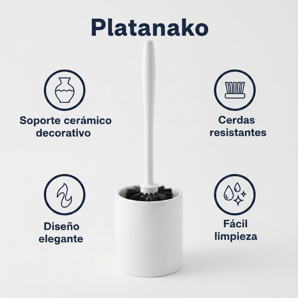 Escobilla de Baño con Soporte Cerámico - Easy Home