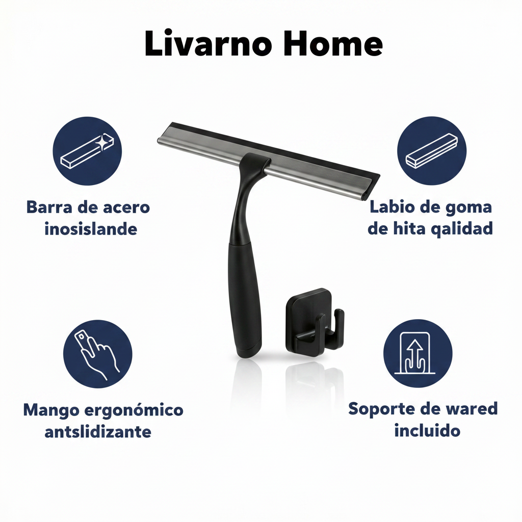 Limpiacristales de Ducha Negro con Soporte - Livarno Home