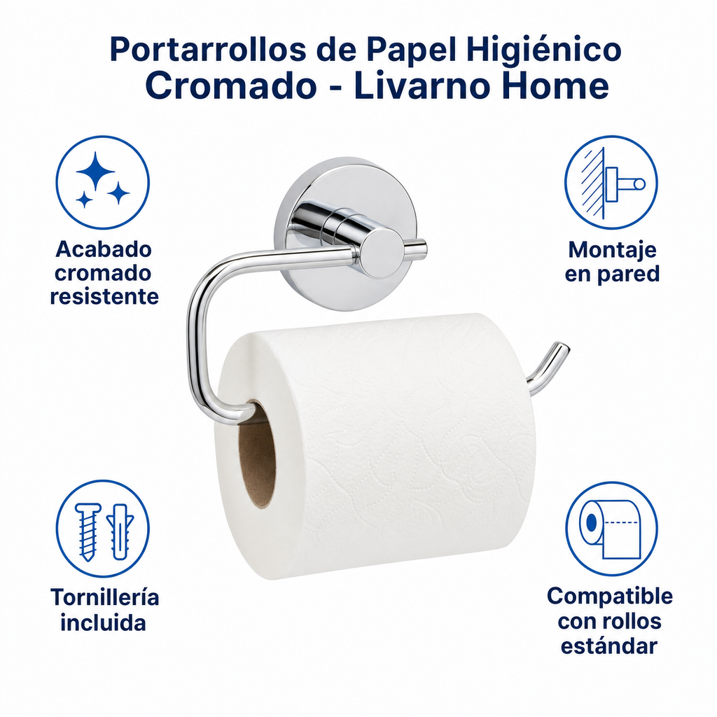 Portarrollos de Papel Higiénico Cromado - Livarno Home