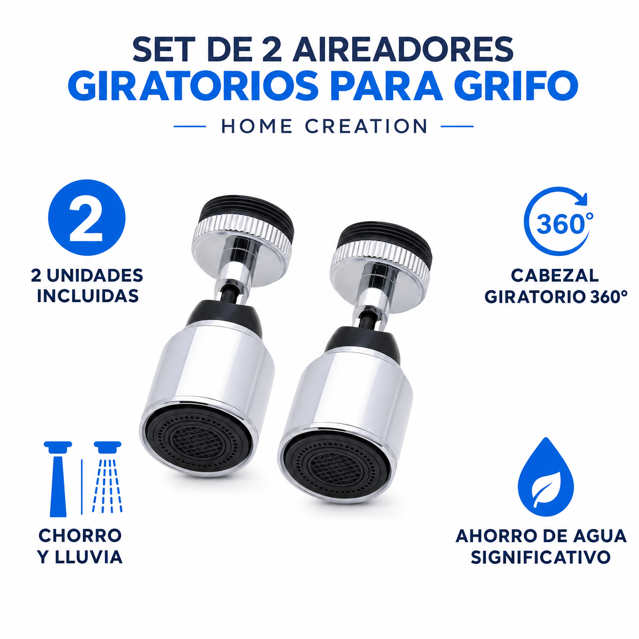 Set de 2 Aireadores Giratorios para Grifo - Home Creation