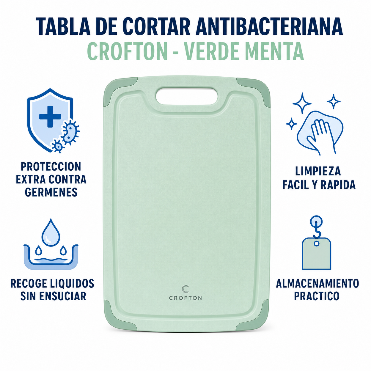 Tabla de Cortar Antibacteriana Crofton - Verde Menta