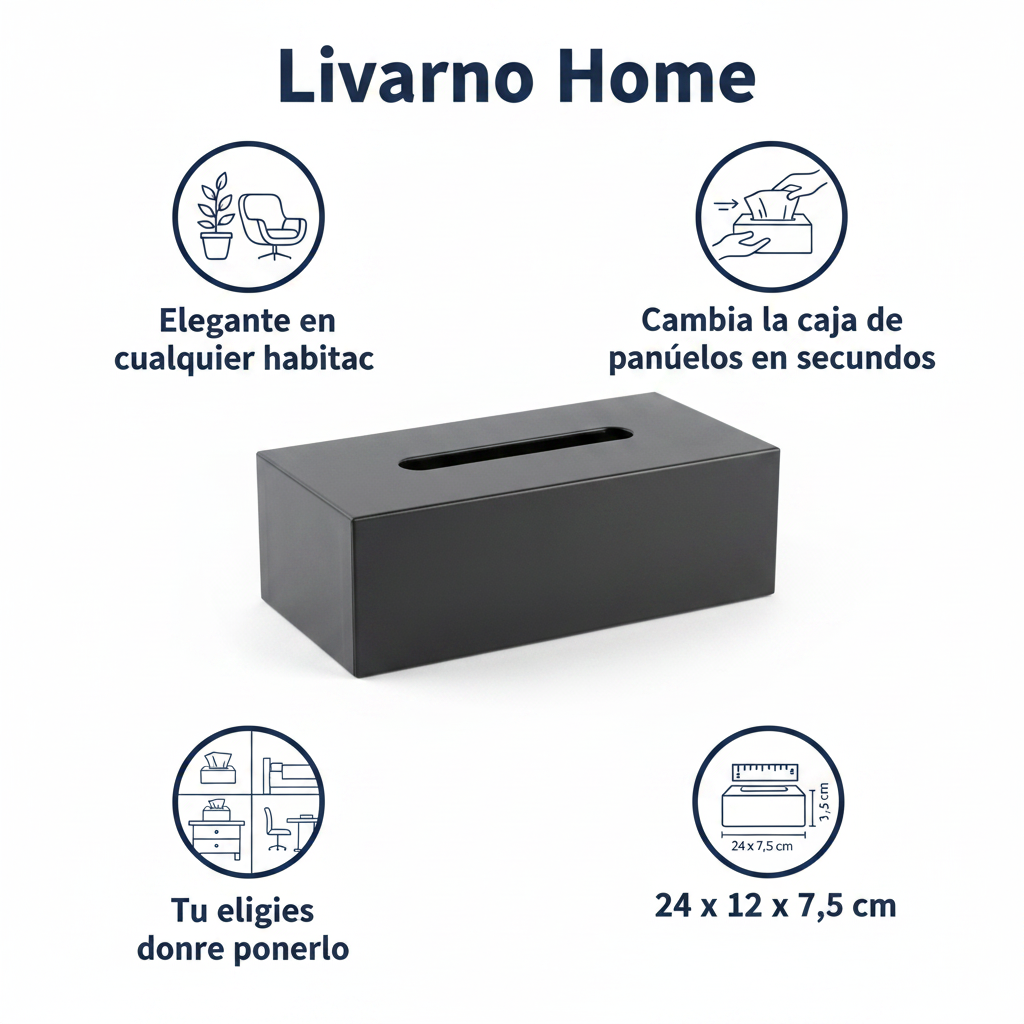 Caja Dispensadora de Panuelos Livarno Home - Negro