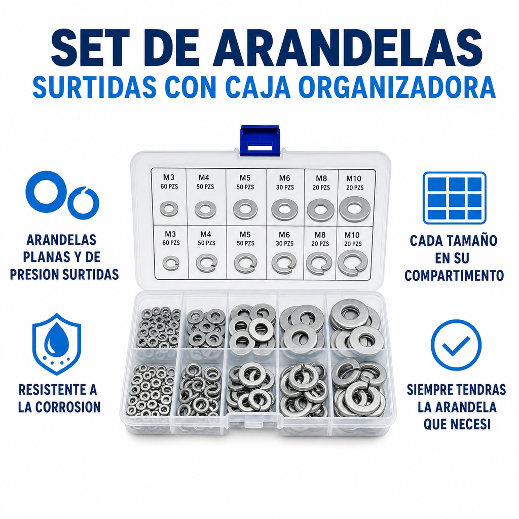 Set de Arandelas Surtidas con Caja Organizadora