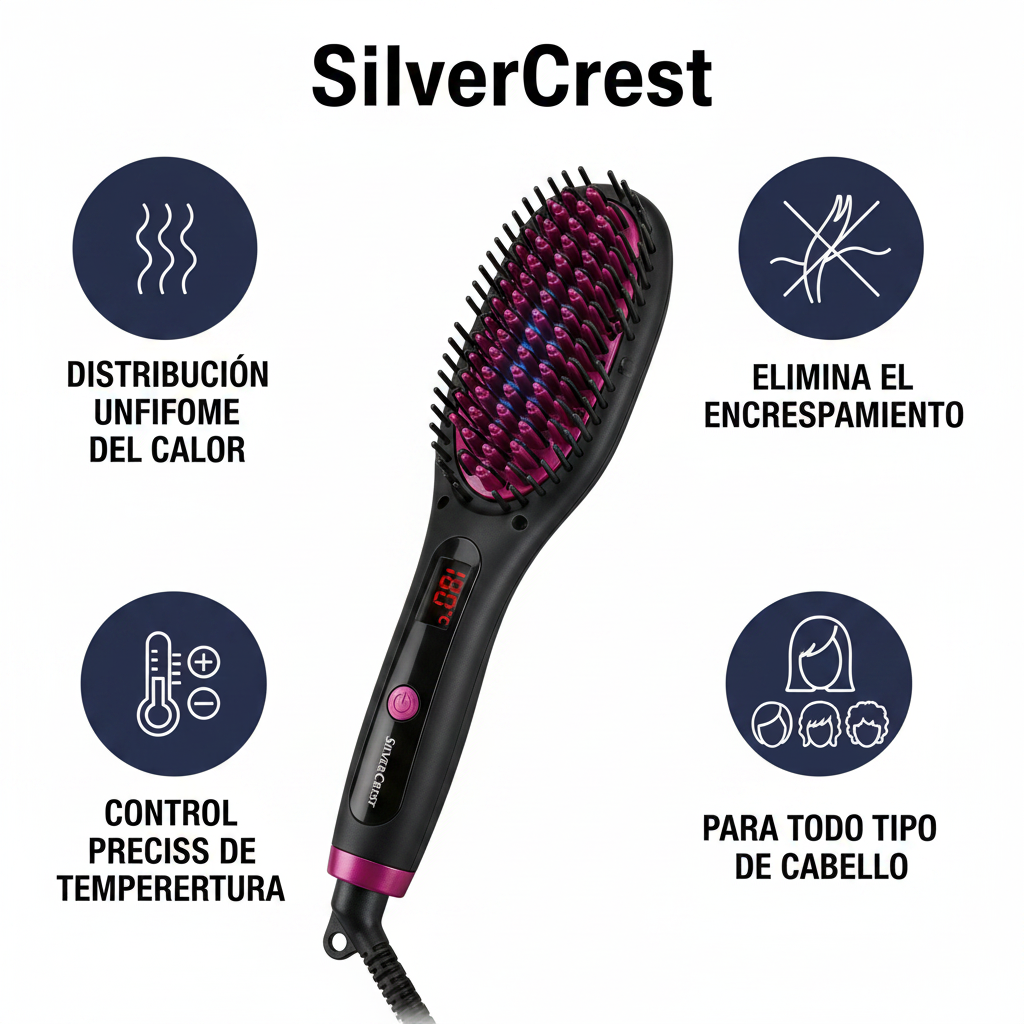 Cepillo Alisador Electrico SilverCrest SHGB 50 A1 - Ceramica Ionica