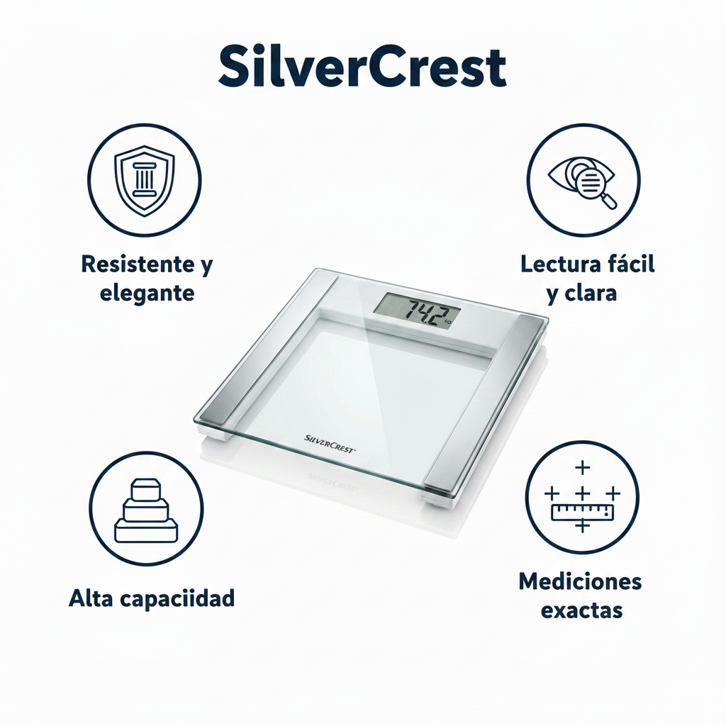 Bascula de Bano Digital SilverCrest - Cristal Templado 180kg