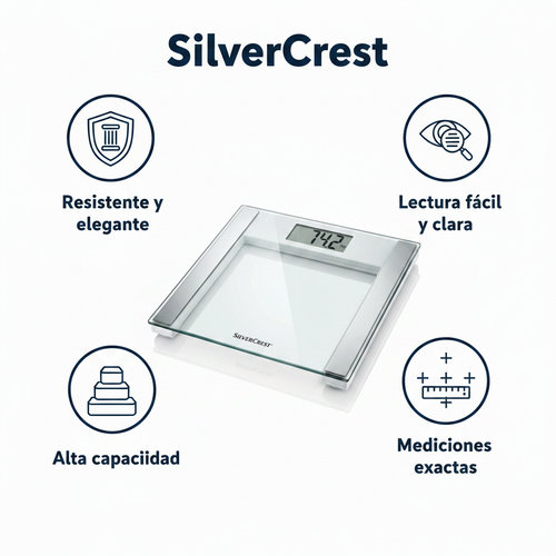 Bascula de Bano Digital SilverCrest - Cristal Templado 180kg
