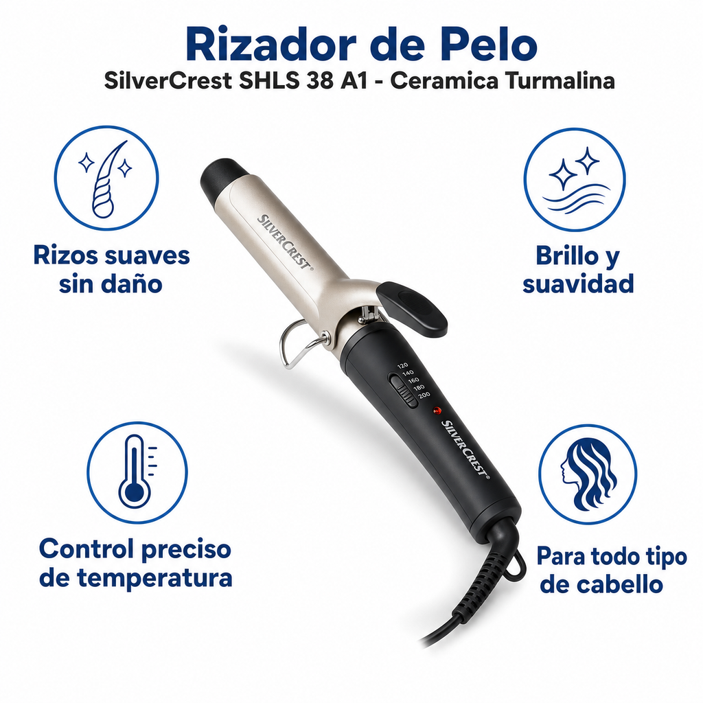 Rizador de Pelo SilverCrest SHLS 38 A1 - Ceramica Turmalina