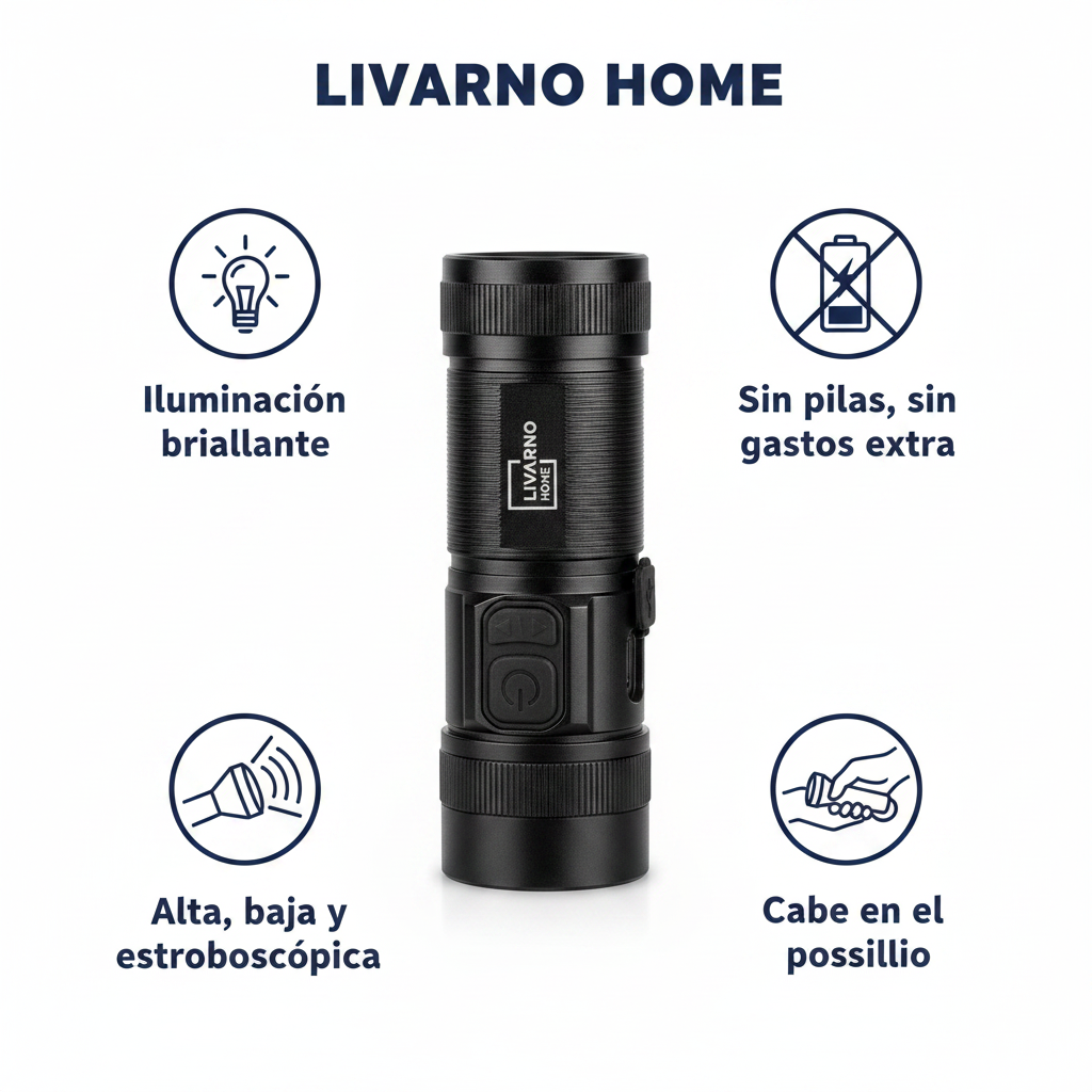 Linterna LED Recargable Livarno Home - 3 Modos de Luz