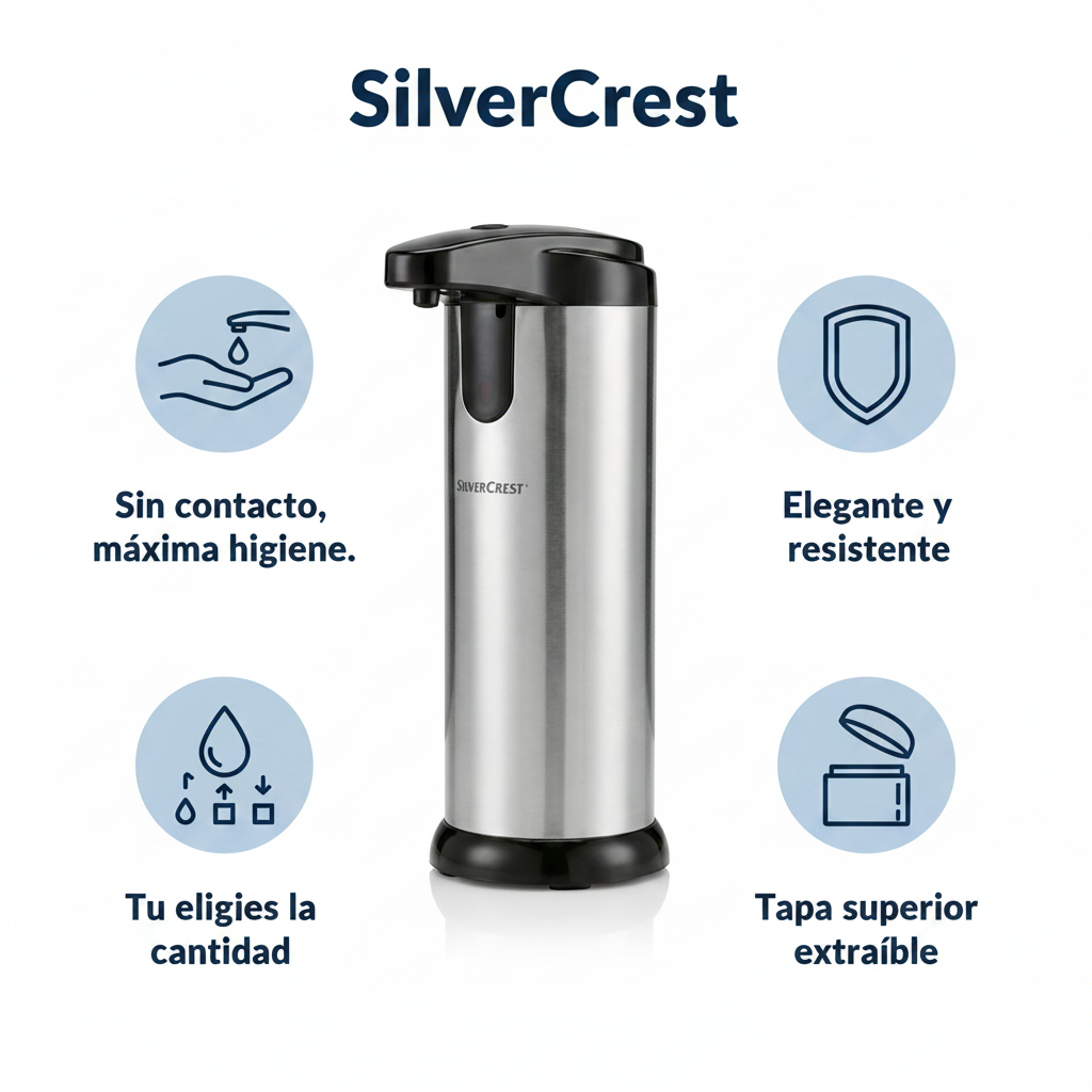 Dispensador de Jabon Automatico SilverCrest - Acero Inoxidable Sensor Infrarrojo