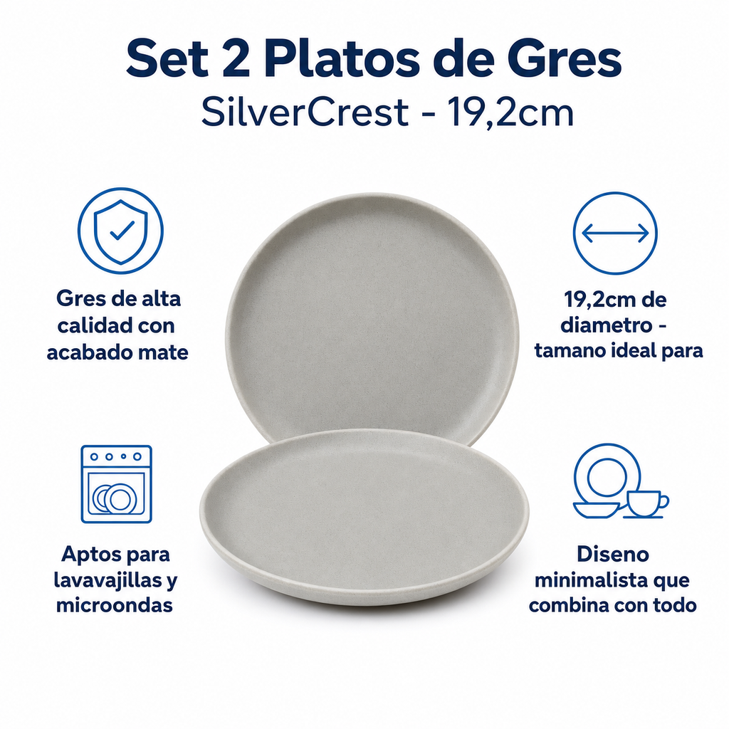 Set 2 Platos de Gres SilverCrest - 19,2cm