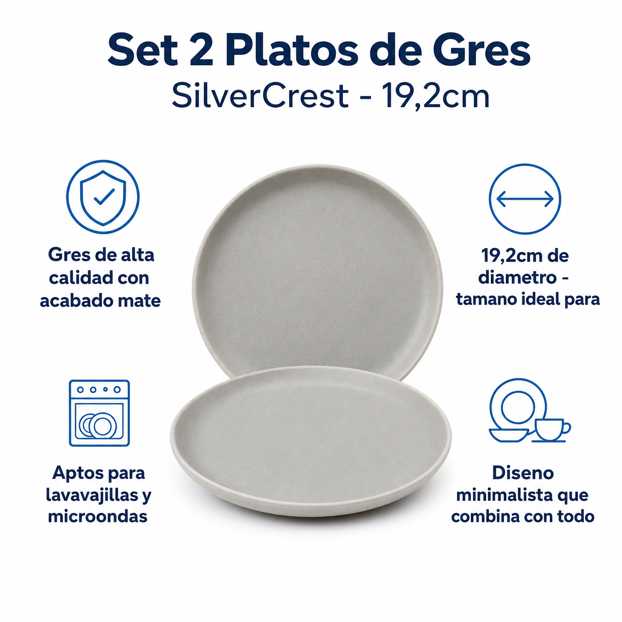 Set 2 Platos de Gres SilverCrest - 19,2cm