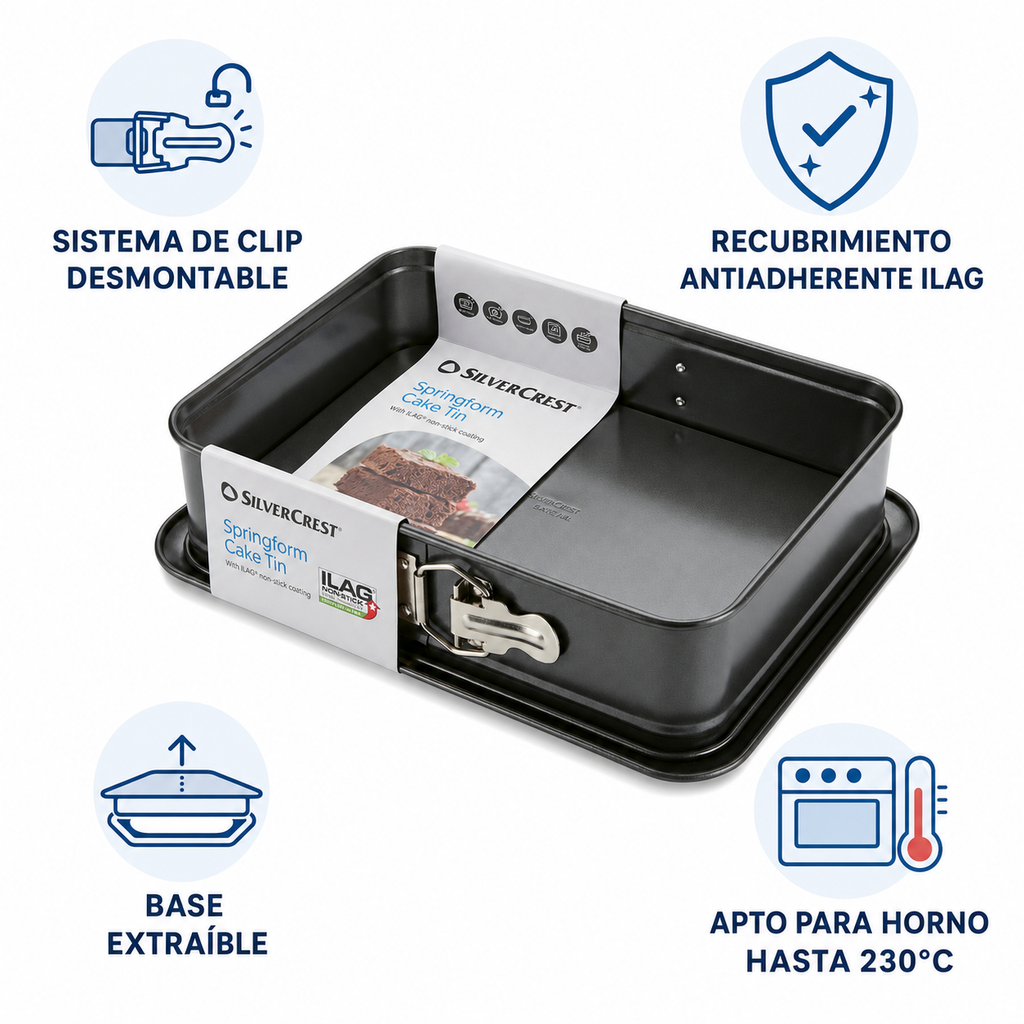 Molde Desmontable Rectangular SilverCrest - Antiadherente ILAG