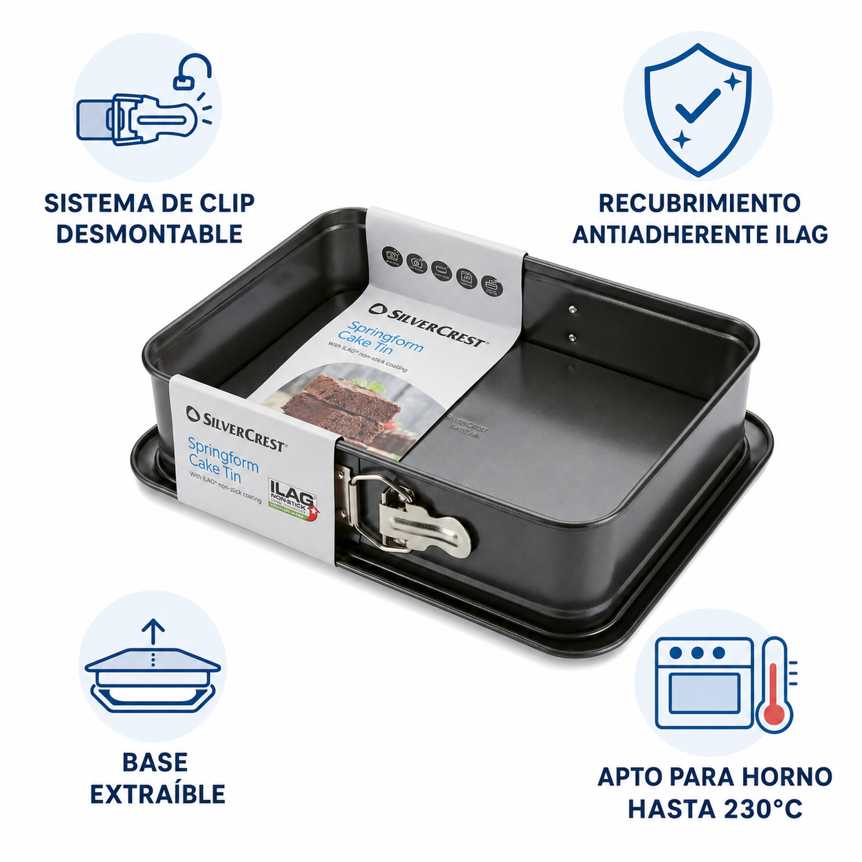 Molde Desmontable Rectangular SilverCrest - Antiadherente ILAG