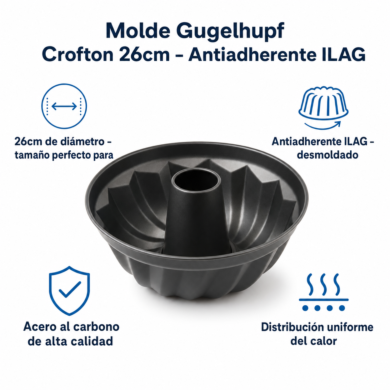 Molde Gugelhupf Crofton 26cm - Antiadherente ILAG