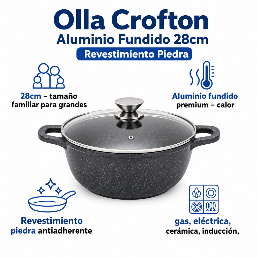 Olla Crofton Aluminio Fundido 28cm - Revestimiento Piedra