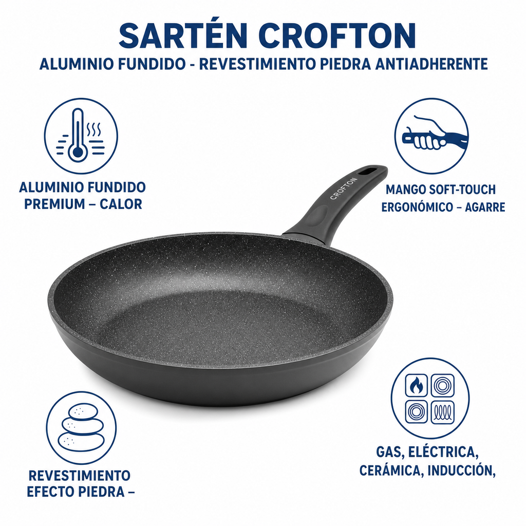Sartén Crofton Aluminio Fundido - Revestimiento Piedra Antiadherente