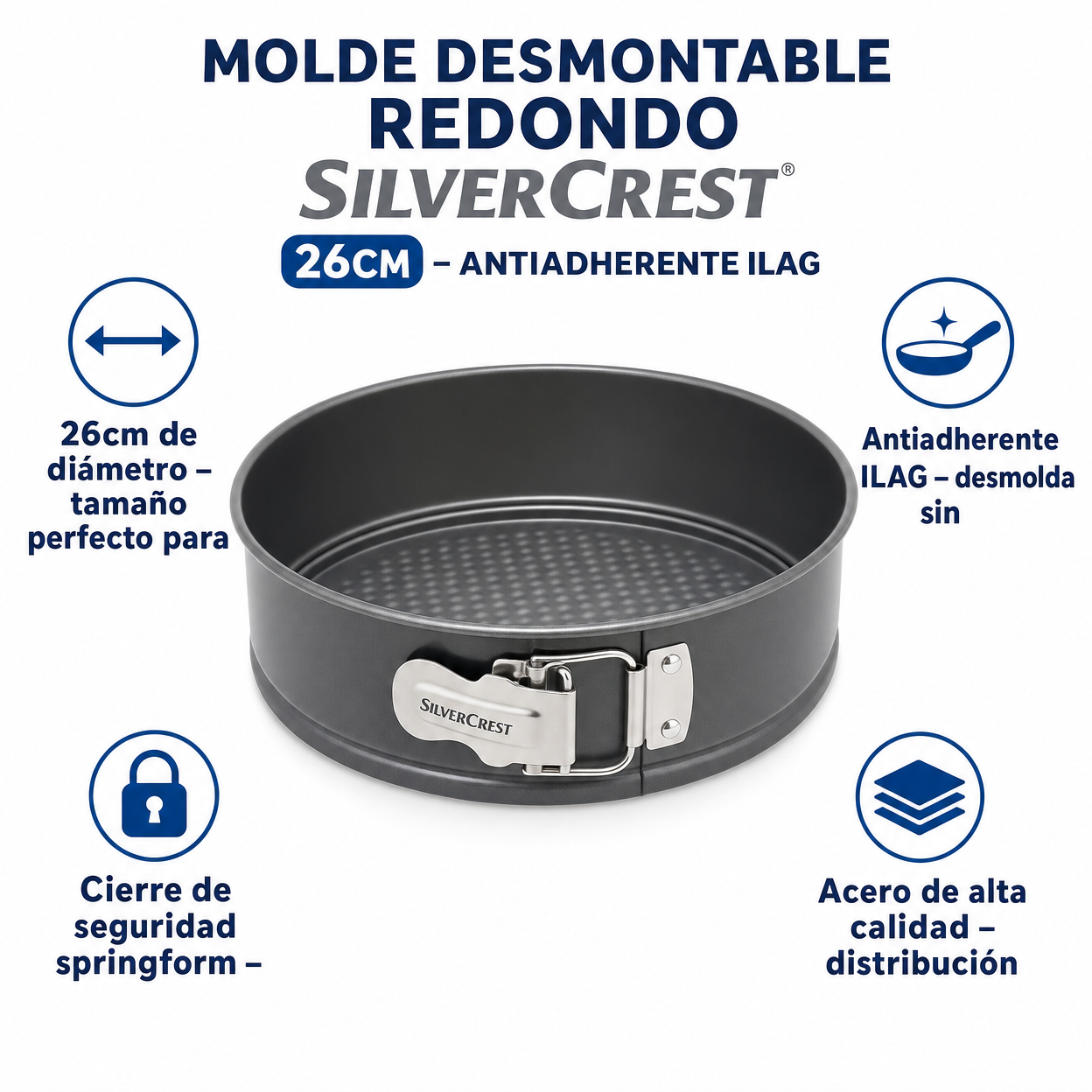 Molde Desmontable Redondo SilverCrest 26cm - Antiadherente ILAG
