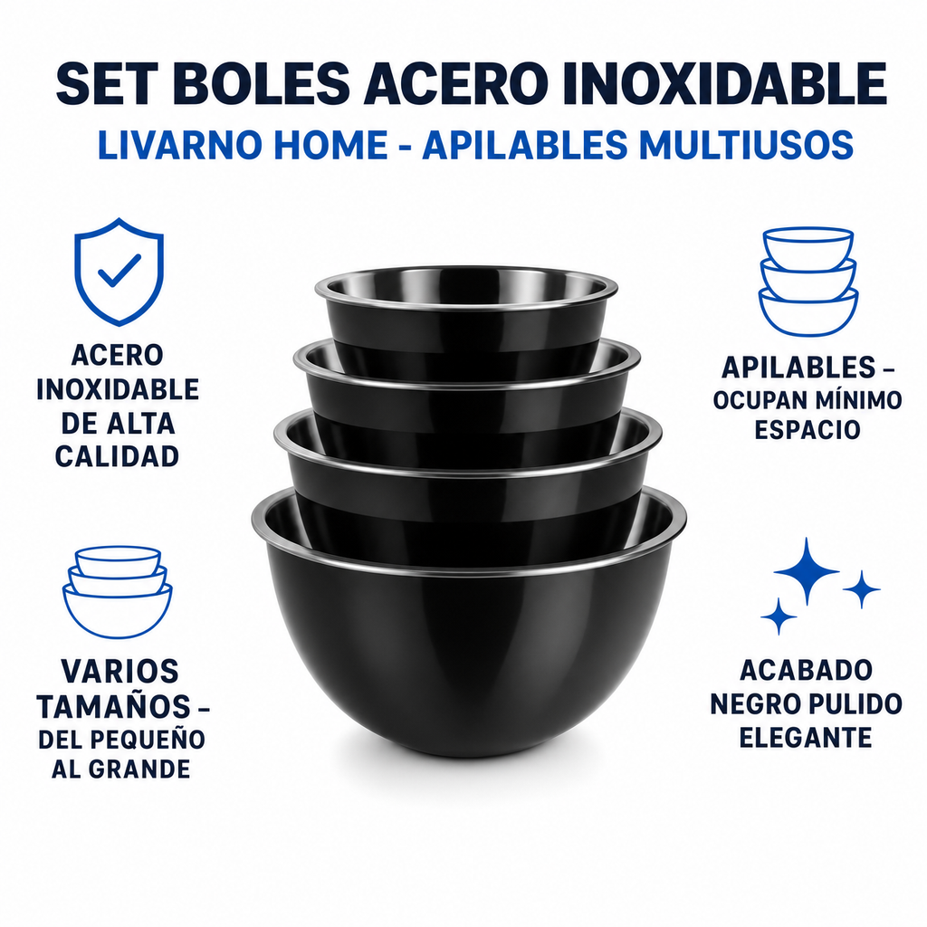 Set Boles Acero Inoxidable Livarno Home - Apilables Multiusos
