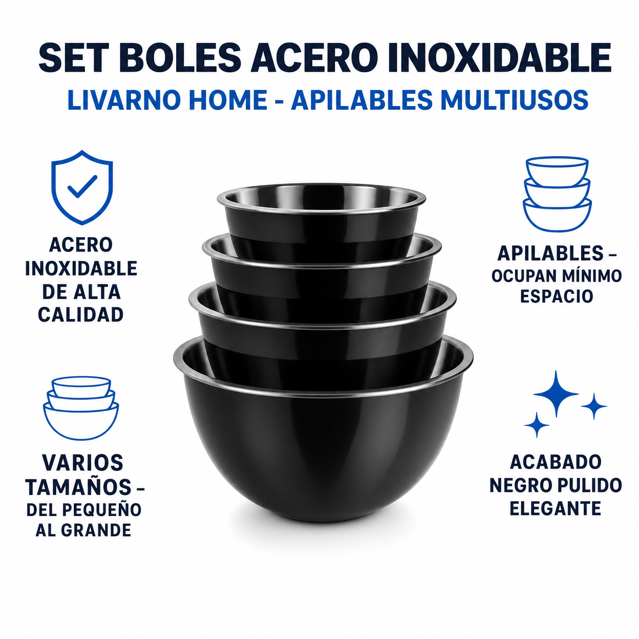 Set Boles Acero Inoxidable Livarno Home - Apilables Multiusos