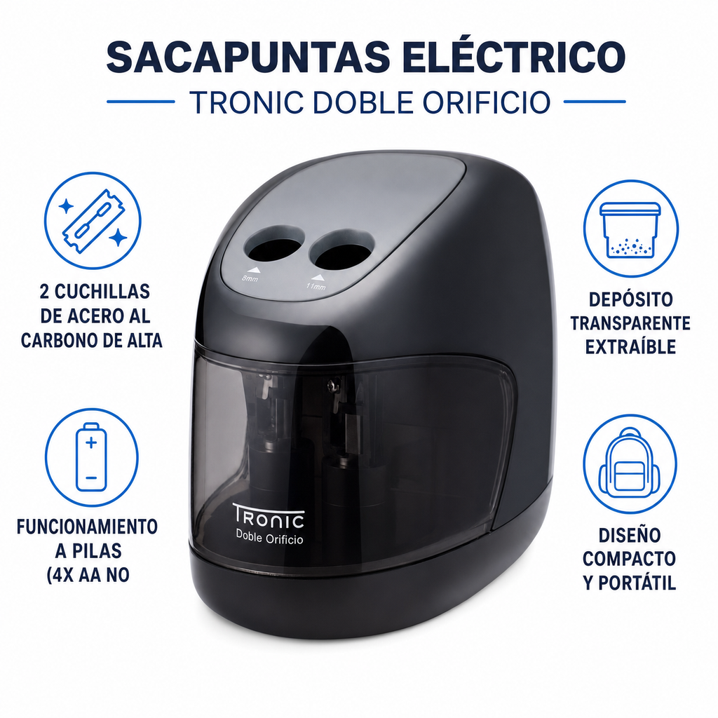 Sacapuntas Eléctrico Tronic Doble Orificio