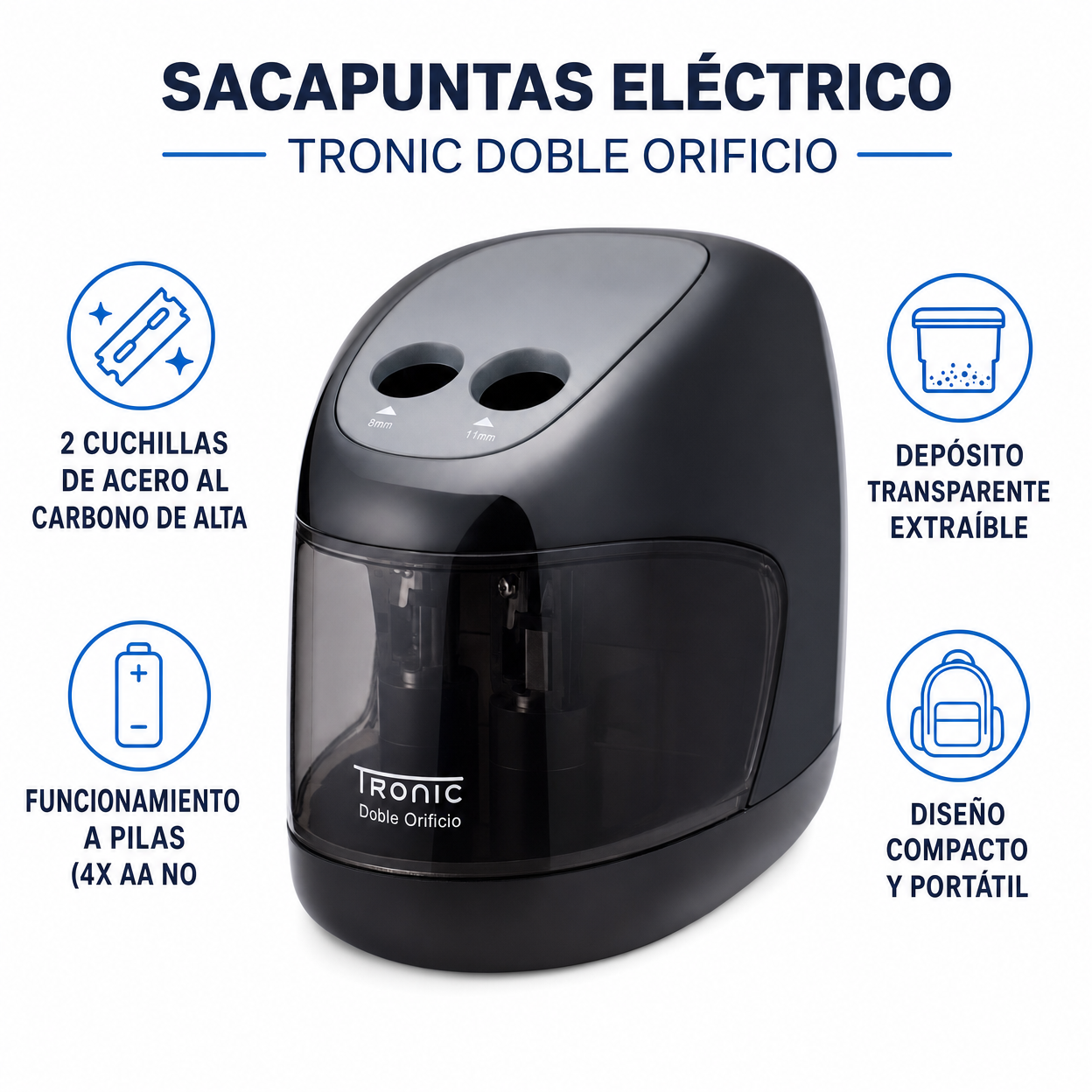 Sacapuntas Eléctrico Tronic Doble Orificio