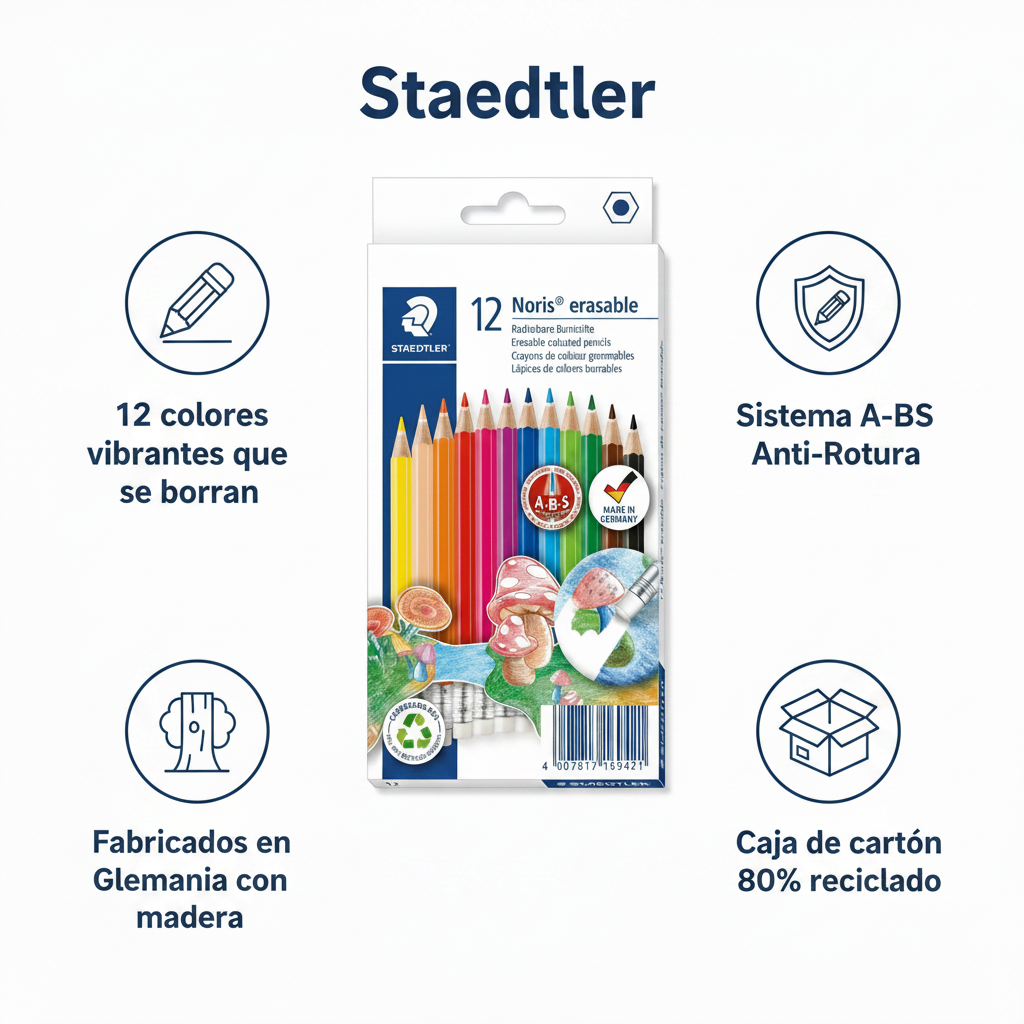 Lápices de Colores Borrables Staedtler Noris 12 uds