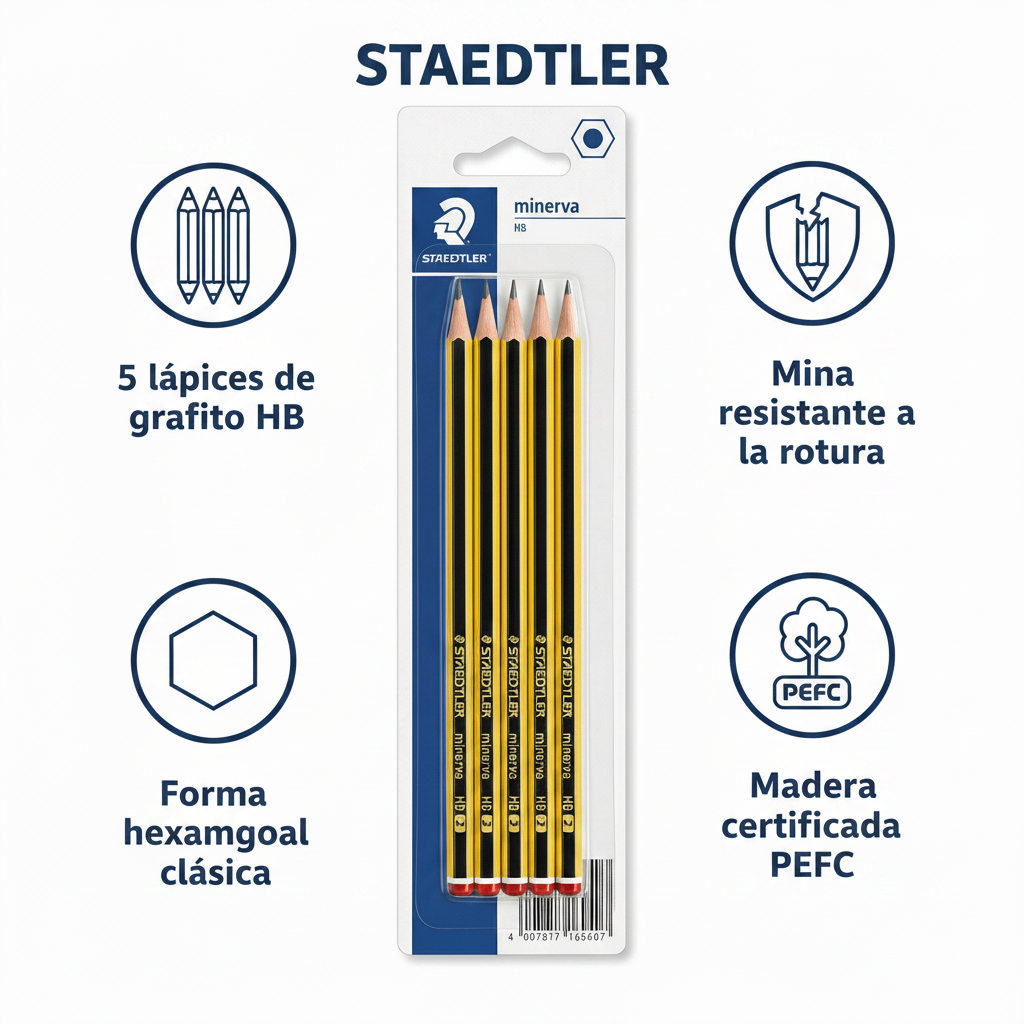 Lápices de Grafito Staedtler Minerva HB 5 uds