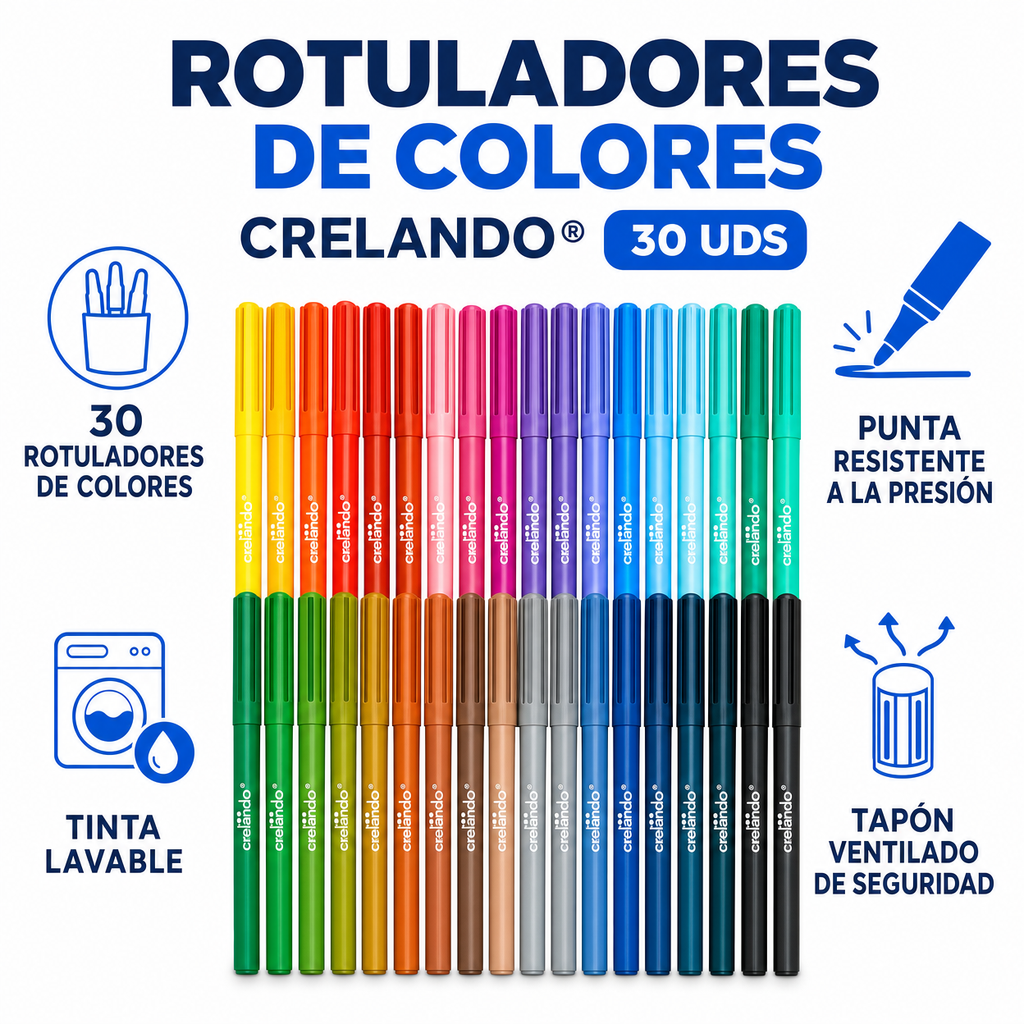 Rotuladores de Colores Crelando 30 uds