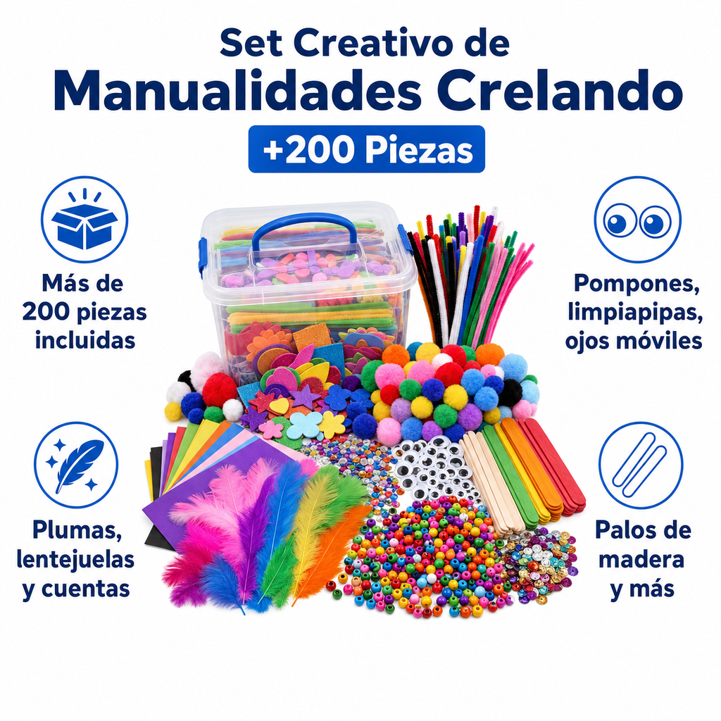 Set Creativo de Manualidades Crelando +200 Piezas