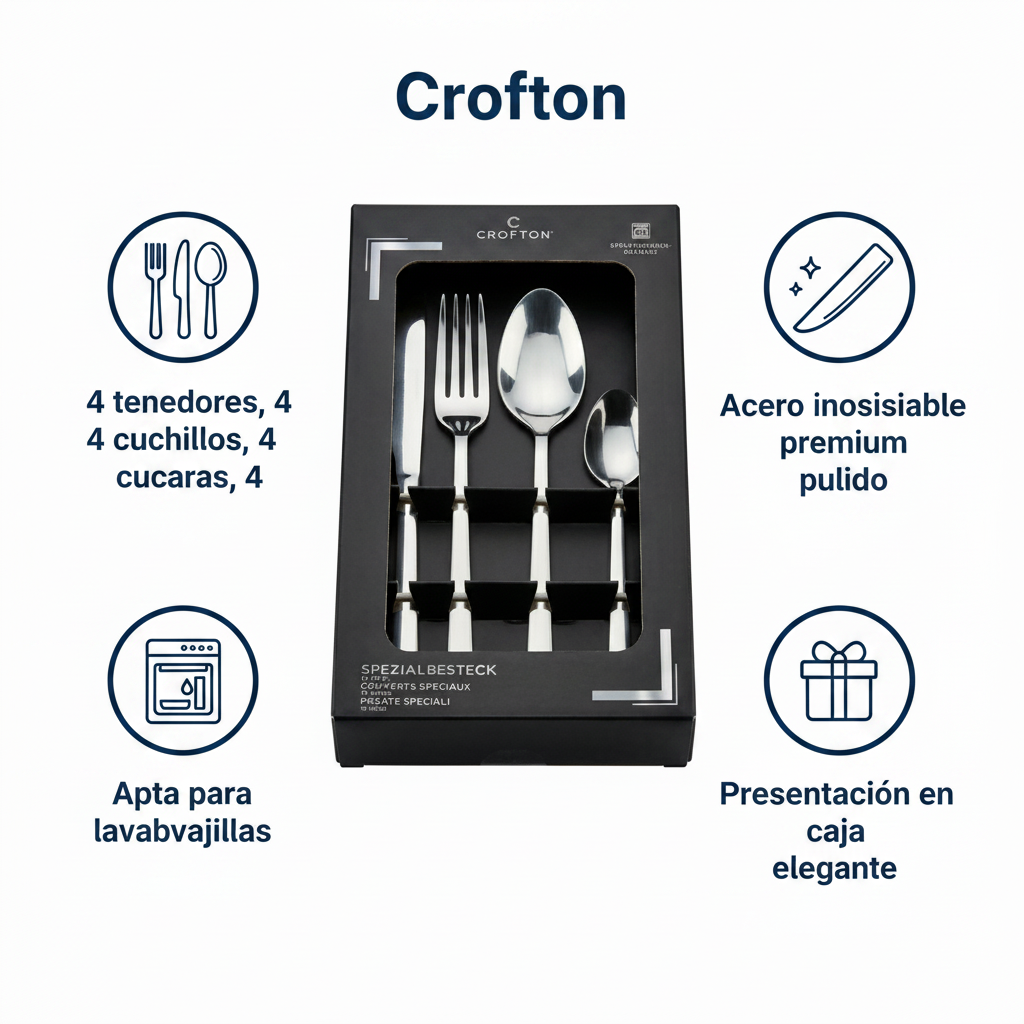Cubertería Especial Crofton 16 Piezas — Acero Inoxidable Premium