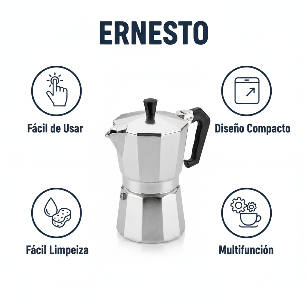 Cafetera Italiana Moka Ernesto 6 Tazas Aluminio