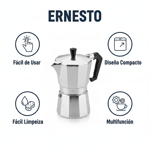 Cafetera Italiana Moka Ernesto 6 Tazas Aluminio