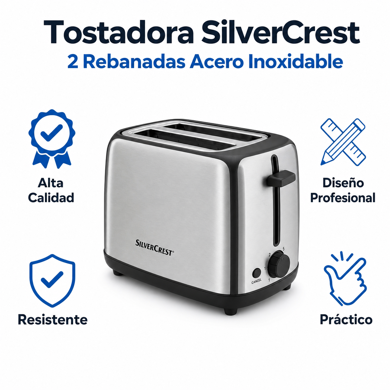 Tostadora SilverCrest 2 Rebanadas Acero Inoxidable