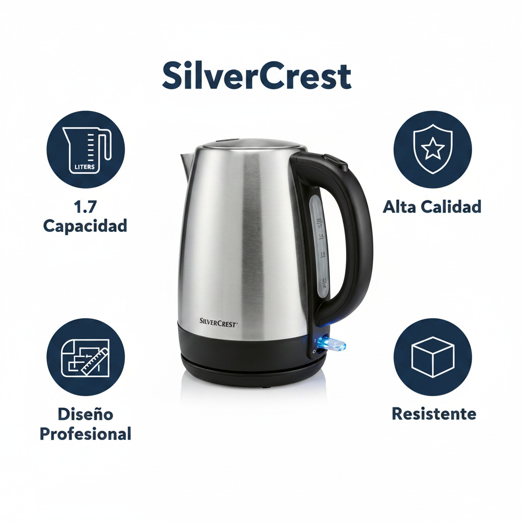 Hervidor Eléctrico SilverCrest 1.7L Acero Inoxidable