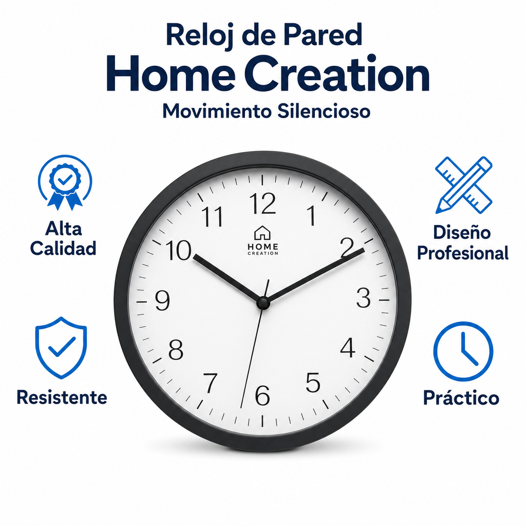 Reloj de Pared Home Creation Movimiento Silencioso