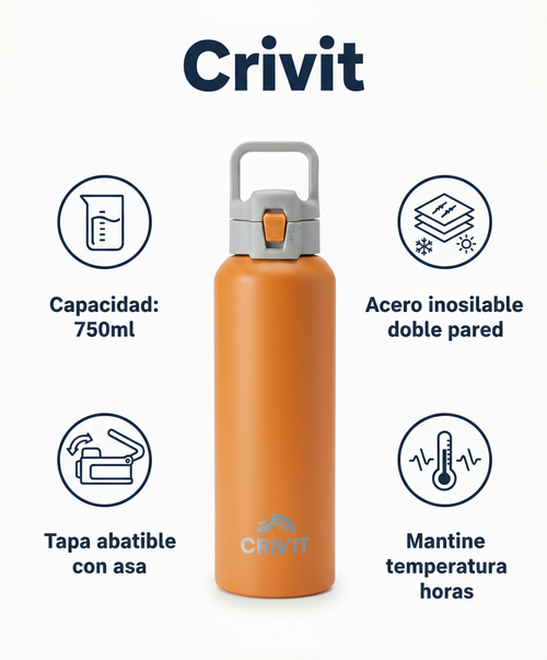 Botella Térmica Deportiva Crivit Naranja 750ml