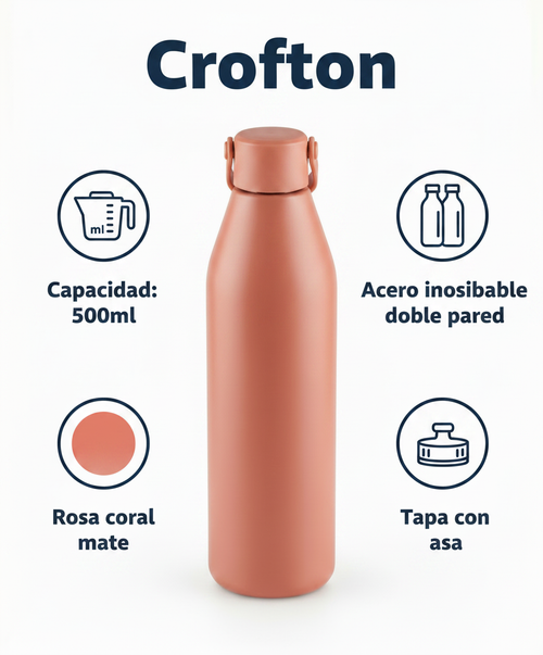 Botella Térmica Crofton Rosa Coral 500ml