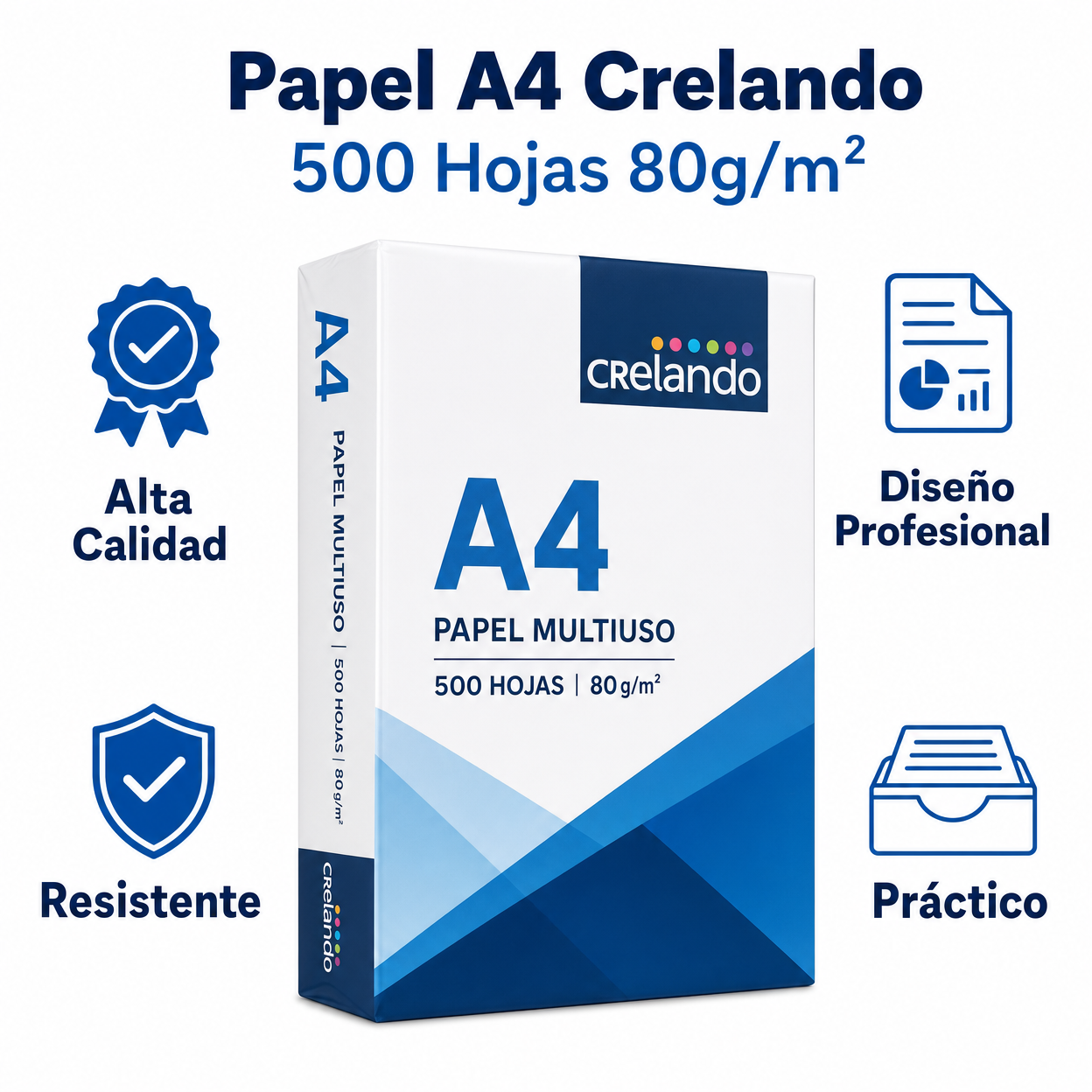 Papel A4 Crelando 500 Hojas 80g/m²