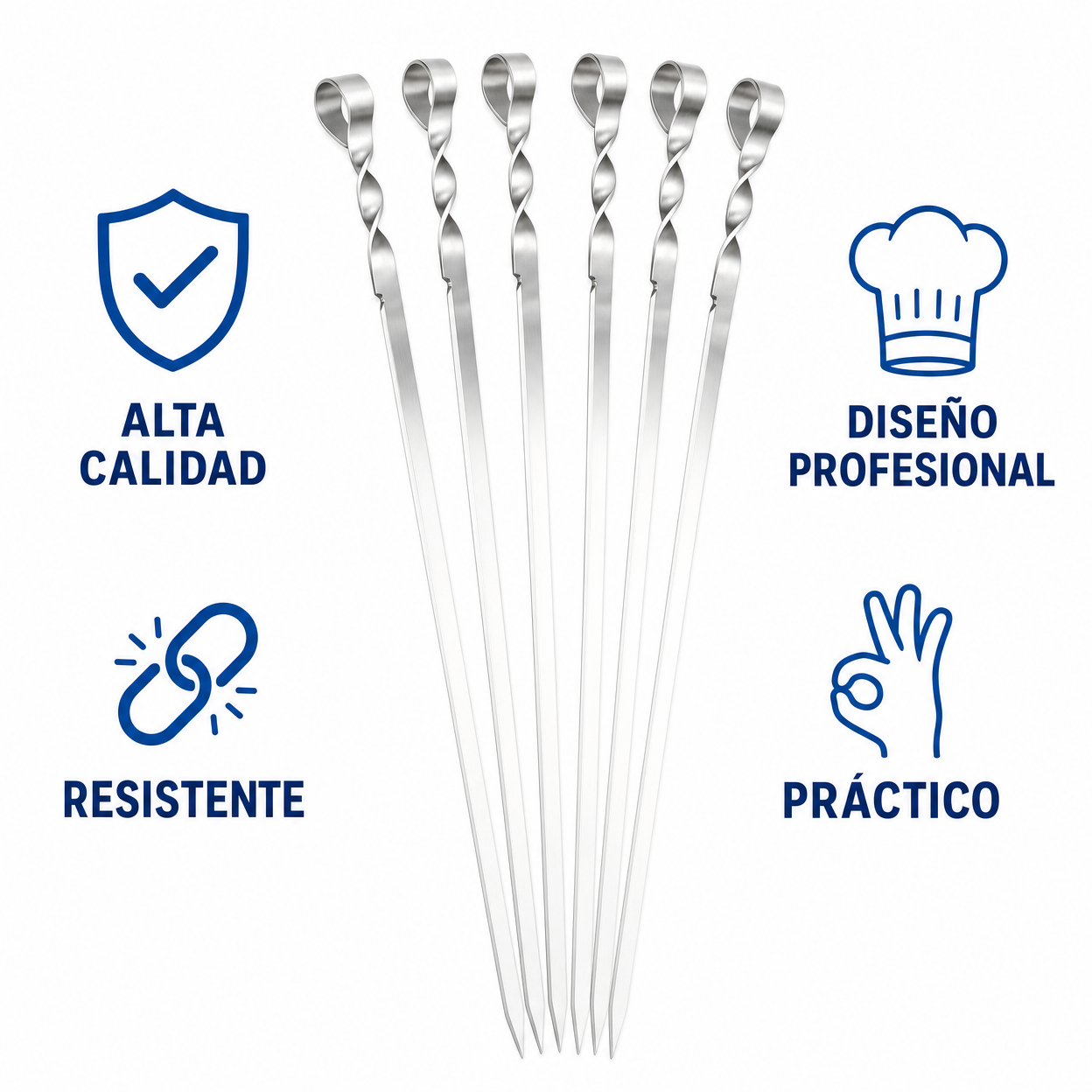 Pinchos Barbacoa Grill Meister 6 uds Acero Inox