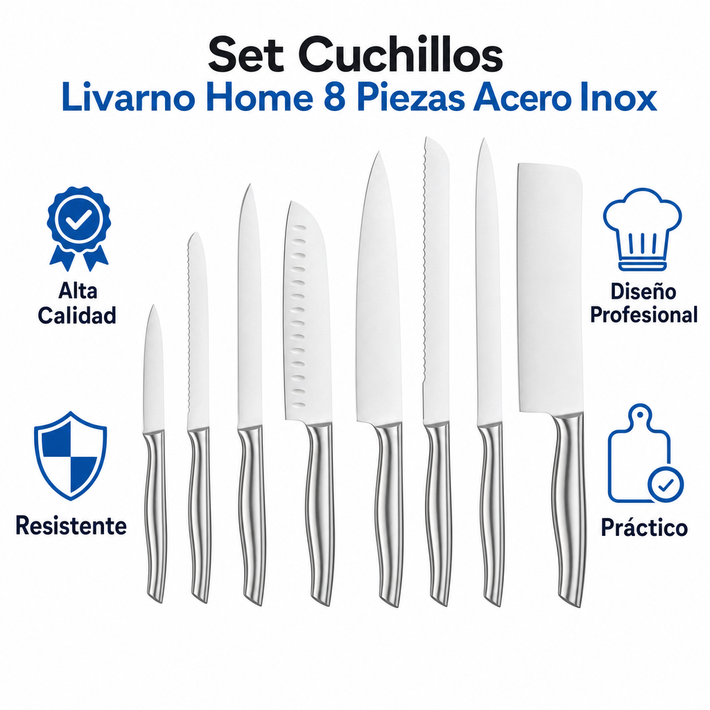 Set Cuchillos Livarno Home 8 Piezas Acero Inox