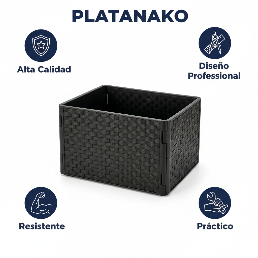 Caja Almacenamiento Home Creation Negra Trenzada